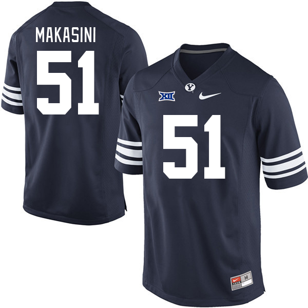 BYU Cougars #51 Sonny Makasini Big 12 Conference College Football Jerseys Stitched Sale-Navy